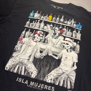 Isla Mujeres Mexico Tan‎ Tan Graphic T-Shirt Skeleton Tequila Bar XXL